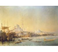 IPLUPJDY Quadri Stampe Quadro su Tela Poster su Tela un'ampia veduta su Costantinopoli e il Corno d'oro di Jean Antoine Theodore Gudin per Decorazioni per la Casa 60x90cm