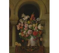 IPLUPJDY Quadri Stampe Quadro su Tela Poster su Tela Vase of Flowers on the Window of a Harem by Francesco Hayez per Decorazioni per la Casa 60x90cm