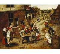 IPLUPJDY Quadro su Tela Poster su Tela Contadini che festeggiano fuori dalla locanda del cigno in una strada del villaggio di Pieter Brueghel il Giovane per Decorazioni per la Casa 60x90cm