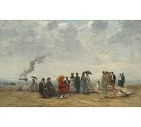 IPLUPJDY Stampa Artistica Vintage Tela Immaginie Stampe da Parete Figure sulla spiaggia di Eugene Louis Boudin per L'arredamento Della Camera da Letto 60x90cm