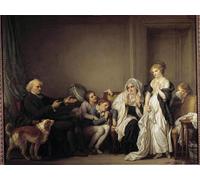 IPLUPJDY Stampa Artistica Vintage Tela Immaginie Stampe da Parete il curato e la giovane vedova Dipinto di Jean Baptiste Greuze per L'arredamento Della Camera da Letto 60x90cm
