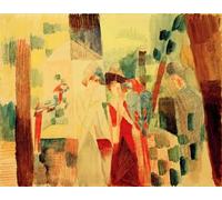 IPLUPJDY Stampa Artistica Vintage Tela Immaginie Stampe da Parete L'uomo e la donna ai pappagalli di August Macke per L'arredamento Della Camera da Letto 60x90cm