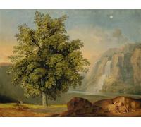 IPLUPJDY Stampa Artistica Vintage Tela Immaginie Stampe da Parete Paesaggio A Tivoli Di Johann Heinrich Wilhelm Tischbein per L'arredamento Della Camera da Letto 60x90cm