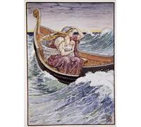 IPLUPJDY Stampa Artistica Vintage Tela Immaginie Stampe da Parete per due giorni e due notti la barca fu lanciata di qua e di là di Walter Crane per L'arredamento Della Camera da Letto 60x90cm