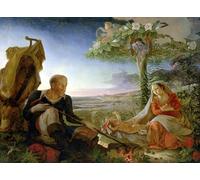 IPLUPJDY Stampa Artistica Vintage Tela Immaginie Stampe da Parete Riposo durante la fuga in Egitto di Philipp Otto Runge per L'arredamento Della Camera da Letto 60x90cm