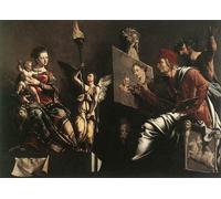 IPLUPJDY Stampa Artistica Vintage Tela Immaginie Stampe da Parete San Luca dipinge la Vergine e il Bambino di Maerten Van Heemskerck per L'arredamento Della Camera da Letto 60x90cm