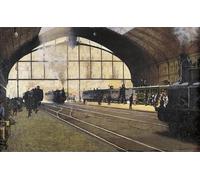 IPLUPJDY Stampa Artistica Vintage Tela Immaginie Stampe da Parete Stazione Centrale Milano di Angelo Morbelli per L'arredamento Della Camera da Letto 60x90cm