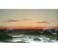 IPLUPJDY Stampa Artistica Vintage Tela Immaginie Stampe da Parete Tramonto sul mare di Johnson Heade per L'arredamento Della Camera da Letto 60x90cm