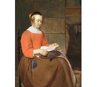 IPLUPJDY Stampa Artistica Vintage Tela Immaginie Stampe da Parete una giovane donna seduta in un interno di Gabriel Metsu per L'arredamento Della Camera da Letto 60x90cm