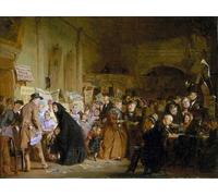 IPLUPJDY Stampa Artistica Vintage Tela Immaginie Stampe da Parete Un'elezione orfana infantile alla taverna di Londra di George Elgar Hicks per L'arredamento Della Camera da Letto 60x90cm