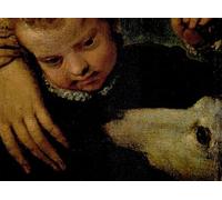 IPLUPJDY Tela Immaginie Stampe da Parete Ritratto di un bambino con un cane Particolare delle teste del bambino e del cane di Paolo Veronese per L'arredamento Della Camera da Letto 60x90cm