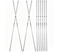 iplusmile 10 Pezzi Spiedini per Barbecue Spiedini per Barbecue in Acciaio Inox per Grigliate e Bbq Impediscono lo Scorrimento del Cibo e Proteggono le Mani