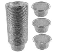 iplusmile 100pezzi Pirottini in Alluminio Per Budino e Dolci Stampi Da Forno Piccoli Per Muffin e Cupcake Contenitori Circolari Riutilizzabili Per Torte Biscotti Per Casa e Catering