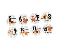 iplusmile 12 Adesivi Mensili per Ragazzo Ragazza Motivo Animale Autoadesivi Rotondi per Tappe Fondamentali del Primo Anno Accessori Fotografici per Crescita Bebè e Regalo Shower