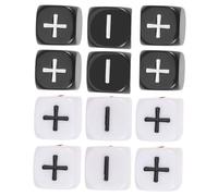 iplusmile 12 pezzi Dadi Acrilici Neri e Bianchi Facce con Segni e Meno Dadi Giganti per Giochi da Tavolo e Feste Accessori Resistenti e Facili da Leggere