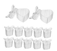 iplusmile 12 pezzi Trasparenti Forma Cuore con Fiocco Contenitori Riutilizzabili per Caramelle e Dolci Eleganti Scatole per Matrimoni e
