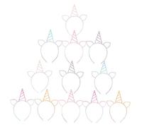 iplusmile 12pezzi Unicorno Glitterato Cercehietto con Corno e Orecchie Cercehietto in Plastica per Feste Compleanni e Feste di Carnevale