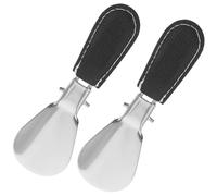 iplusmile 2 pezzi Calzascarpe Pieghevole in Acciaio Resistente con Custodia in PU Calzante Corto Portatile per Viaggio e Uso Quotidiano