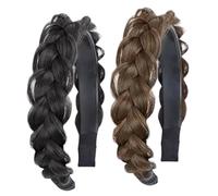iplusmile 2 pezzi Cerchietti per Intrecciati Sintetici Fascia Treccia Naturale Accessorio Versatile per Feste e Spettacoli Colori Nero e Marrone