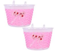 iplusmile 2 Pezzi Cestino da Manubrio per Bambine, Piccolo, Intrecciato, | Design Cartone con Fiocchi, Plastica Lavorata , per Uscite e Tragitti Scolastici