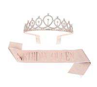 iplusmile 2 Pezzi Corona e Fascia Regina Compleanno Elastico e Lega | Accessori Decorativi Lucidi, Set Due Pezzi Coordinati, per Festa di Compleanno, Design Raffinato