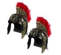 iplusmile 2 pezzi Elmo Romano da Soldato con Motivo Leone e Piuma Rossa Copricapo Guerriero Medievale per Cosplay Teatro e Feste Tema