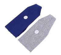 iplusmile 2 pezzi Fascia Sportiva con Bottoni per Fasce per Testa Elastiche in Cotone Traspirante Cerchietto Fitness Elegante per Donna Yoga e Uso Quotidiano Blu Zaffiro Grigio 2 pezzi