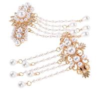 iplusmile 2 Pezzi Fermagli per Capelli Donna con Nappa e Perle Artificiale Clip Vintage Stile Cinese con Strass Brillanti Piccoli Fermagli Molla per Frangia Accessori Eleganti per Feste e