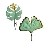 iplusmile 2 pezzi Ganci da Parete Multipurpose Portabiti Senza Forare Design Creativo in Verde e Oro per Bagno Cucina e Camera da Letto Facili da Installare e Resistenti