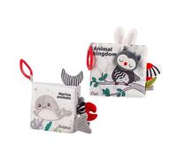 iplusmile 2 pezzi Libri di Stoffa per Ragazzo Ragazza Anno con Motivi Oceano e Foresta Libri Morbidi da Bagnetto per Stimolare Visive e Abilità Tattili per Passeggino e Viaggio