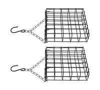 iplusmile 2 Pezzi Mangiatoia per Uccelli in Metallo da Appendere con Catena Regolabile Stazione di Alimentazione Quadrata per Esterni Supporto per Cibo Pappagalli Capacità Grande per