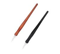 iplusmile 2 pezzi Penne Stilografiche Vintage in Vetro con Impugnatura in Legno per Calligrafia Manuale e Disegno Artistico Penne da Immersione Resistenti e Eleganti per Lettering e Fumetti