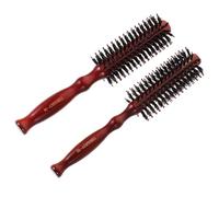 iplusmile 2 pezzi Spazzolper con Setole Naturali e Legno Spazzola Tonda Ergonomica per Asciugatura e Styling Taglia S per Lunghi Corti Lisci e