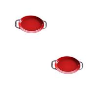 iplusmile 2 Pezzi Teglia con Doppi Manici per Forno Pirofila Profonda Antiscivolo per Pizza e Arrosti Resistenti Temperature Uso Multi Piatto per Cucina e Servizio Famiglia
