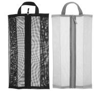 iplusmile 2 Pezzi Travel Shoe Organizer Bag Breathable Mesh Zipper Pouch For Fresh Dry Shoes Portable Handheld Sneaker Storage With Independent Compartments For Men Women Teens Suitcase