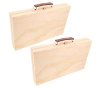 iplusmile 2 Pezzi Wood Paint Box Portable Organizer with Ergonomic Handle Solid Pine Art Storage Case for Oil Painting Supplies Lightweight for Outdoor And Studio Use