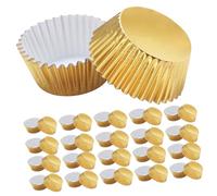 iplusmile 200 pezzi Pirottini Cupcake Alluminio Spessi Stampi per Muffin e Torte Colore Oro per Feste Compleanni e Shower