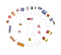 iplusmile 28 Segnali Stradali in Plastica Resistente Mini Cartelli Divieto Sosta e Sicurezza per Gioco Educativo per Apprendimento Regole Traffico