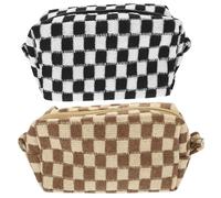 iplusmile 2pezzi Borsa Cosmetica Scacchi in Resistente Organizer Per Trucchi e Articoli Da Toeletta Borsa Da Viaggio Portatile Cerniera Per Trucco e Piccoli Oggetti