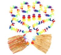 iplusmile 2Sets Gonne e Ghirlande Artificiali per Feste Accessori Colorati per Luau e Feste Hawaiane Adatti per Età per Ogni Occasione