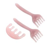 iplusmile 3 pezzi Massaggiatore Capelli in Resina con Artigli Pettine per Massaggio Capelluto Manuale Strumento Relax per Stress Assorbimento Oli Essenziali Design Ergonomico Rosa e Marrone