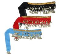 iplusmile 3 pezzi Sciarpa Hip Belly Dance con Monete Pendenti e Frange Brillanti Accessori per Costumi Palco