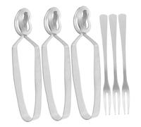 iplusmile 3 Set Pinze e Forchette per Lumache in Acciaio Inossidabile Utensili Resistenti Al Calore con Impugnatura Ergonomica per Escargot e Crostacei