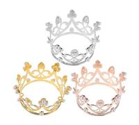 iplusmile 3pezzi Corone di Compleanno Mini per Torta Argento Oro Rosa Decorazioni per Torte da Dessert Centrotavole per Feste Accessori per Feste di Compleanno