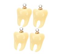 iplusmile 4 pezzi Ciondoli Denti Resinati per Gioielli Fai da Te Pendenti Dentini per Orecchini Clip e Cover Cellulari Accessori Creativi e Resistenti