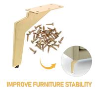 iplusmile 4 pezzi Gambe per Mobili in Metallo Regolabili Piedini Laterali per Divani Tavoli e Mobile Tv Supporto Stabile e Facile Installazione Finitura Oro Contemporanea