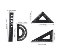 iplusmile 4 pezzi in Alluminio per Scuola e Ufficio Kit Completo con Righello Dritto Triangolo e Goniometro per Studenti e Professionisti Geometrici e Versatili per