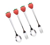 iplusmile 4 pezzi Posate Acciaio Inossidabile Forchetta e Cucchiaio Frutta Design Resistente per Ristoranti e Casa