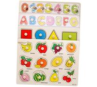 iplusmile 4 Puzzle in Legno con Manopole per Anni Educativo per Apprendimento Alfabeto Montessori per Sviluppo Coordinazione Mano Occhio e Abilità Motorie