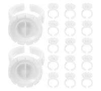 iplusmile 400 Pezzi Anelli Porta Colla per Ciglia in Plastica Resistente Porta Pigmenti Trucco e Microblading Supporto Ergonomico per Estensioni Ciglia e Adesivo Bianco Compatto